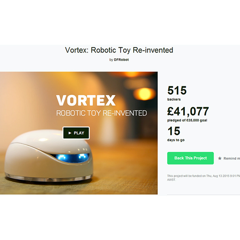 由木马团队打造的VORTEX智能机器人在美Kickstarter众筹成功！！